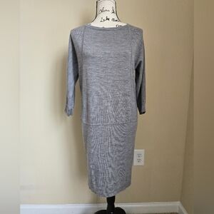 Boden Wool Dress Womens 8R Gray Lightweight 3/4 Sleeve